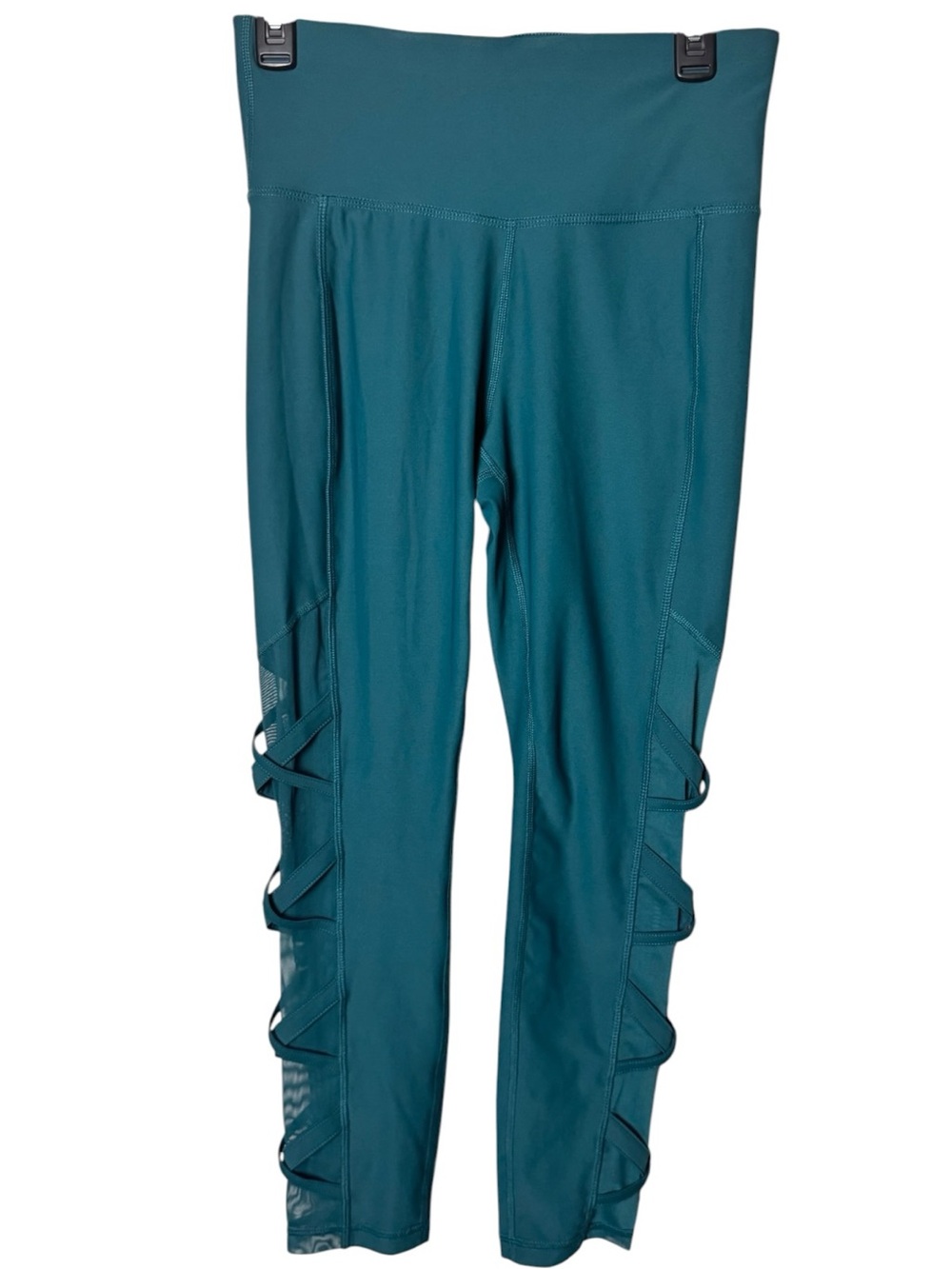 Xersion Teal Crisscross Mesh  Compression Deepest Blue Leggings Size Medium